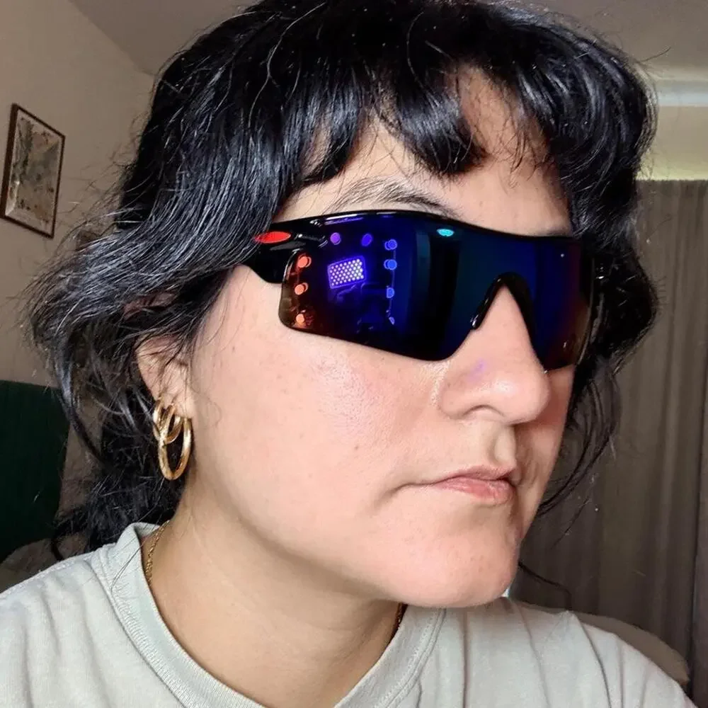 Black wraparound shield sunglasses Y2k cybercore sporty futuristic festival